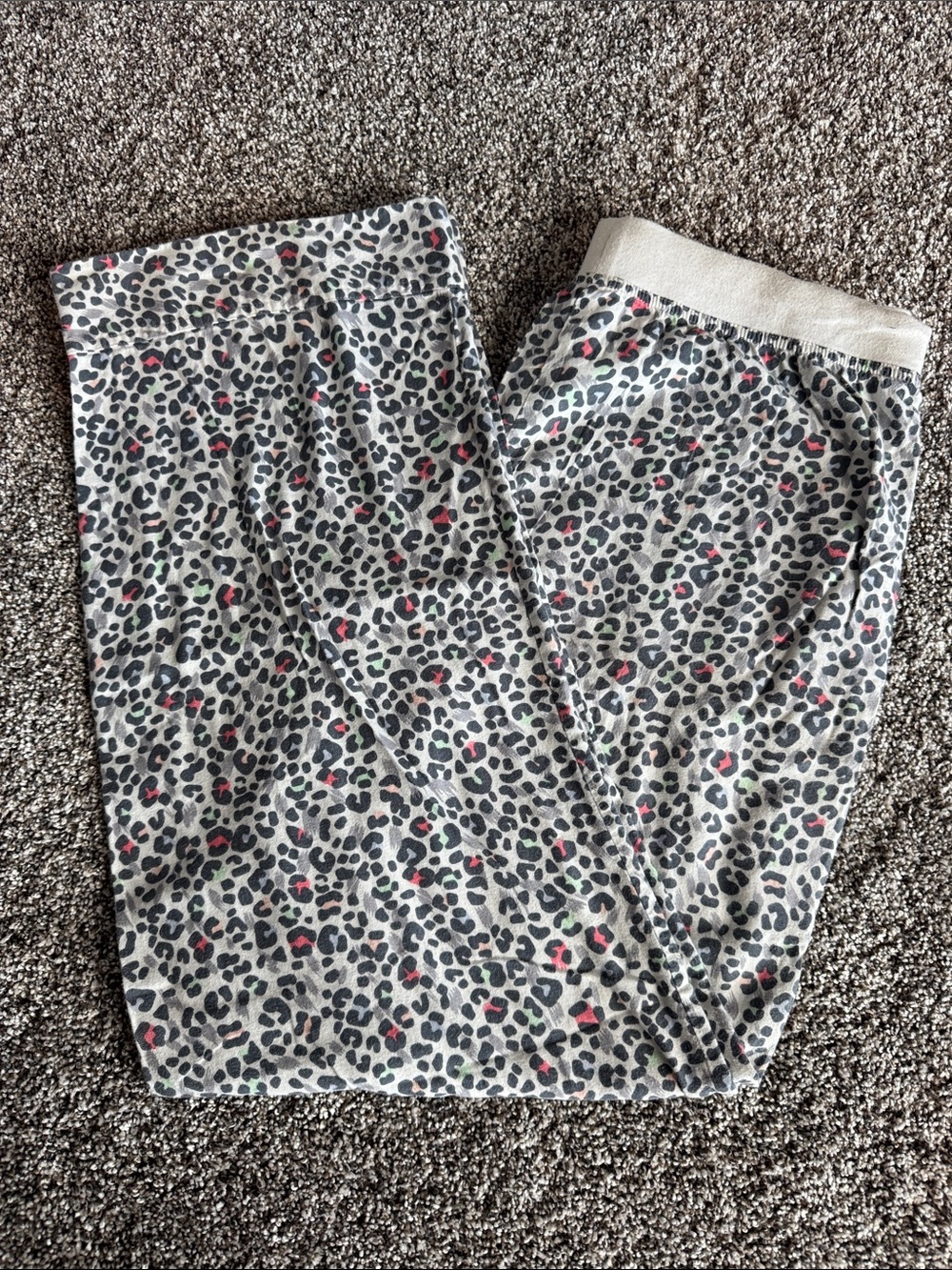 Victoria's Secret Gray Leopard Print Pajama Pants with Pink Accents